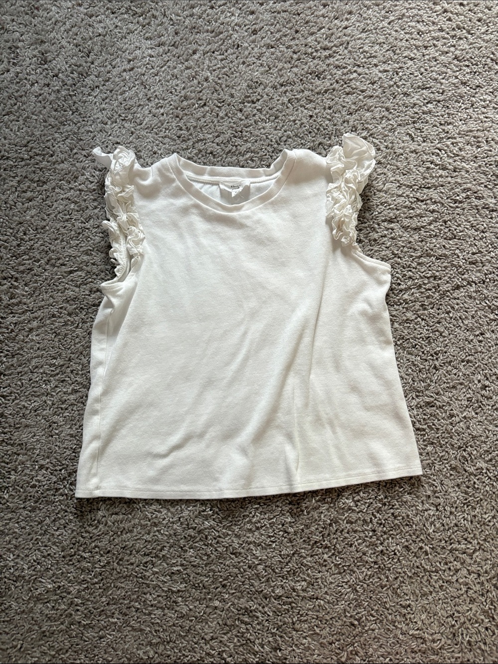 Girls' White Ruffle Sleeve Tank Top